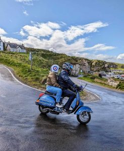 Scooter driving into Ballintoy