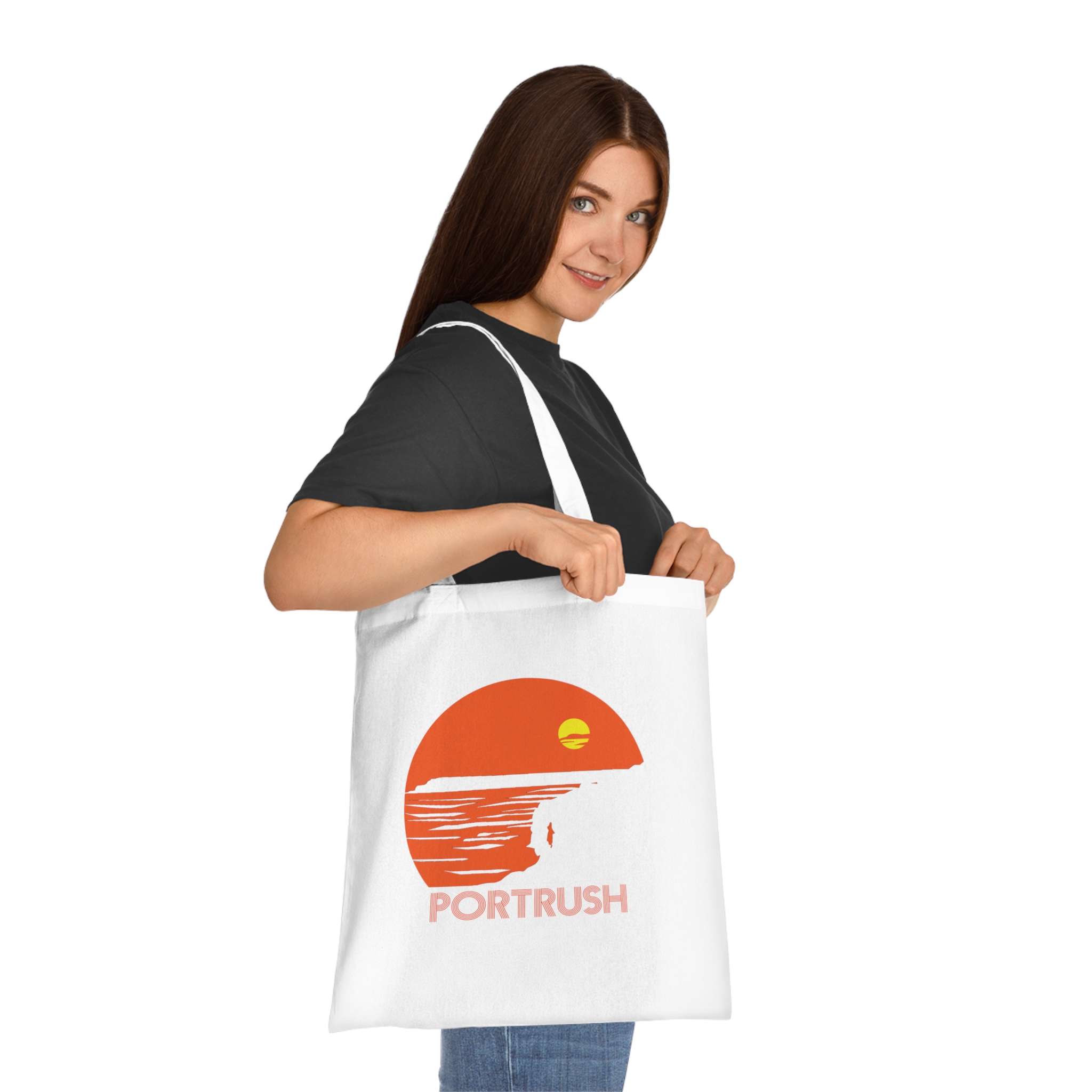 Portrush Sunrise Cotton Tote — Beach Sunset Graphic Tote Bag - Image 3
