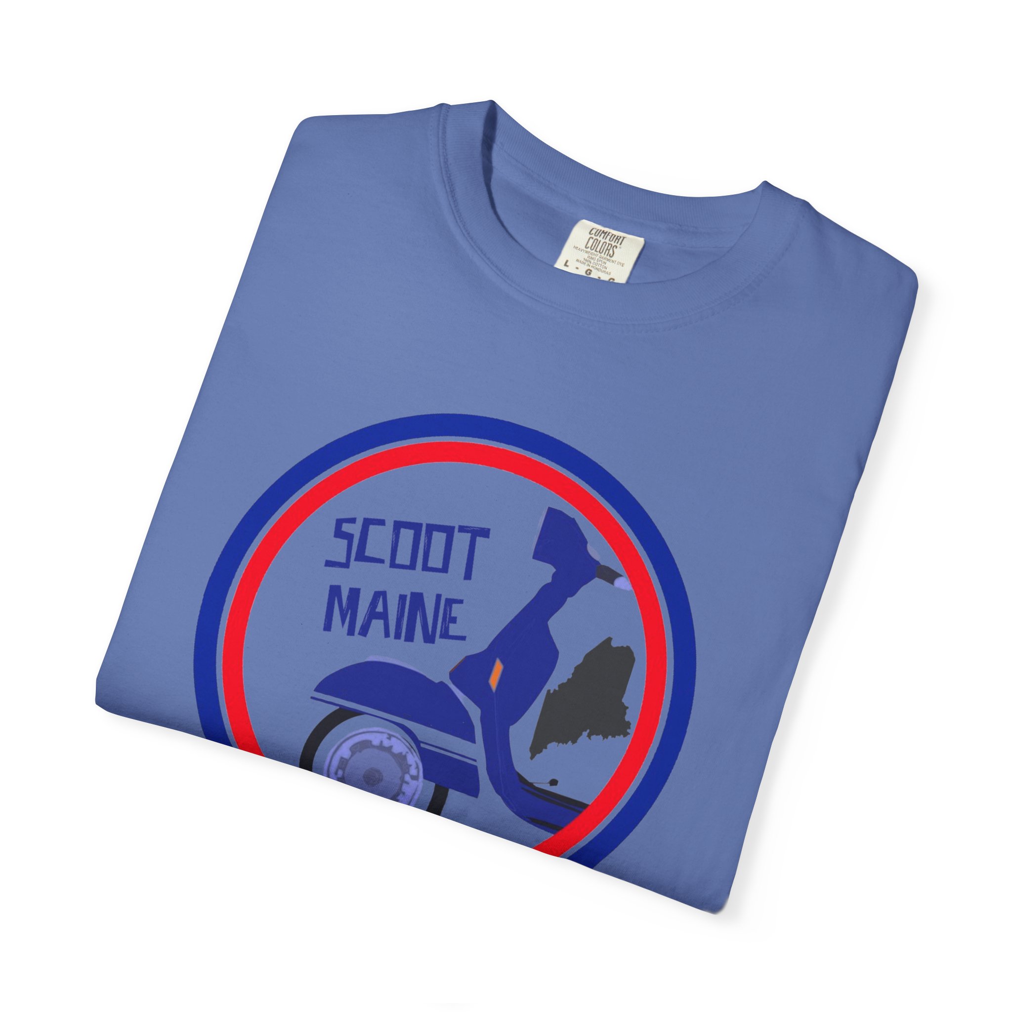 Scoot Maine T-Shirt — Retro Scooter Maine Silhouette Tee - Image 35