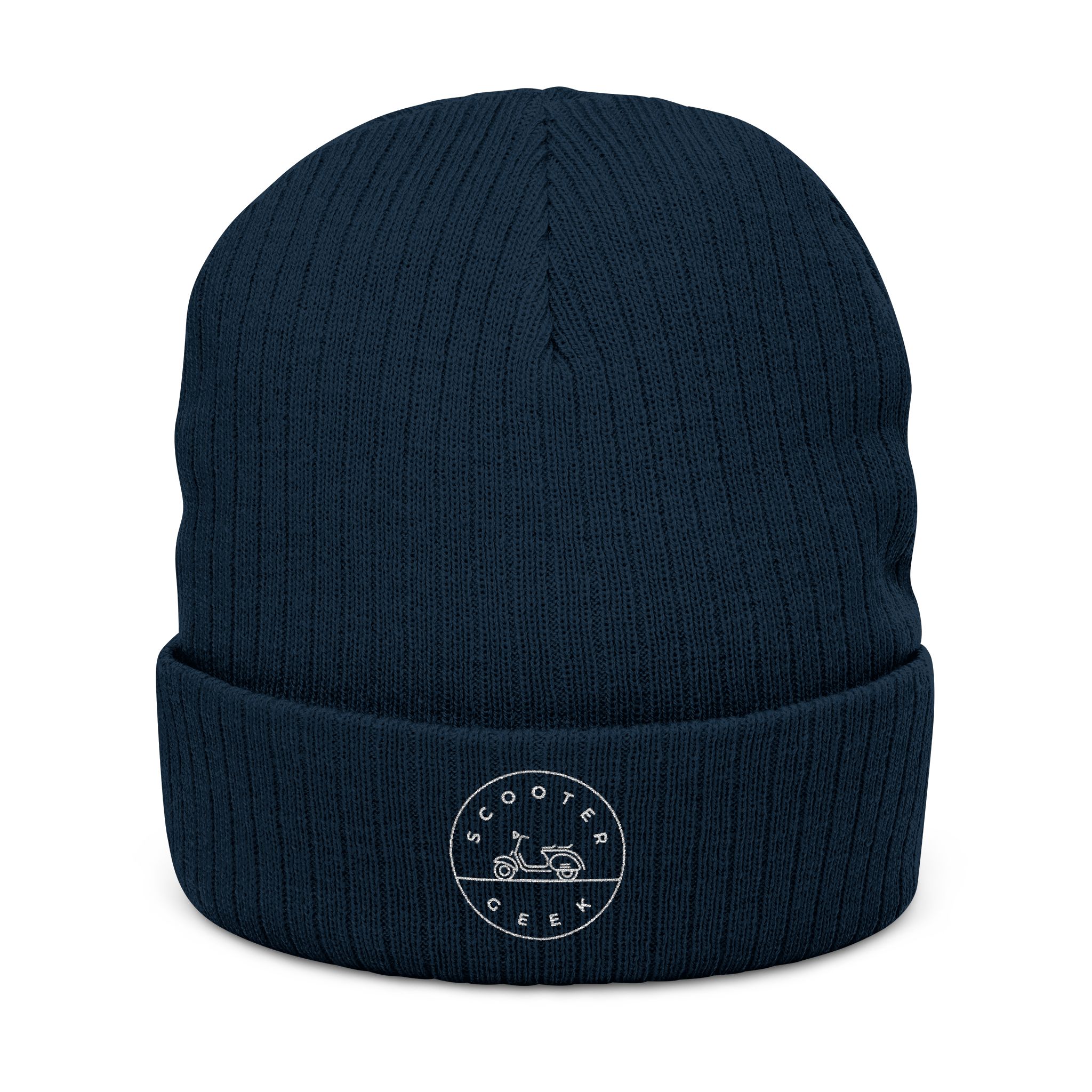 Embroidered 'Coastal Vibes' Ribbed Knit Beanie — Cozy Black Winter Hat - Image 9