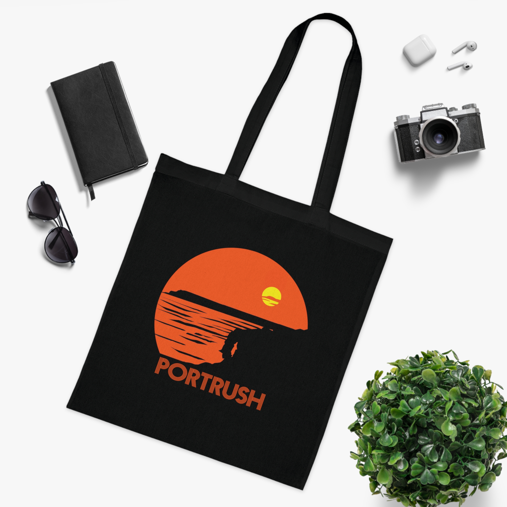 Portrush Sunrise Cotton Tote — Beach Sunset Graphic Tote Bag - Image 18