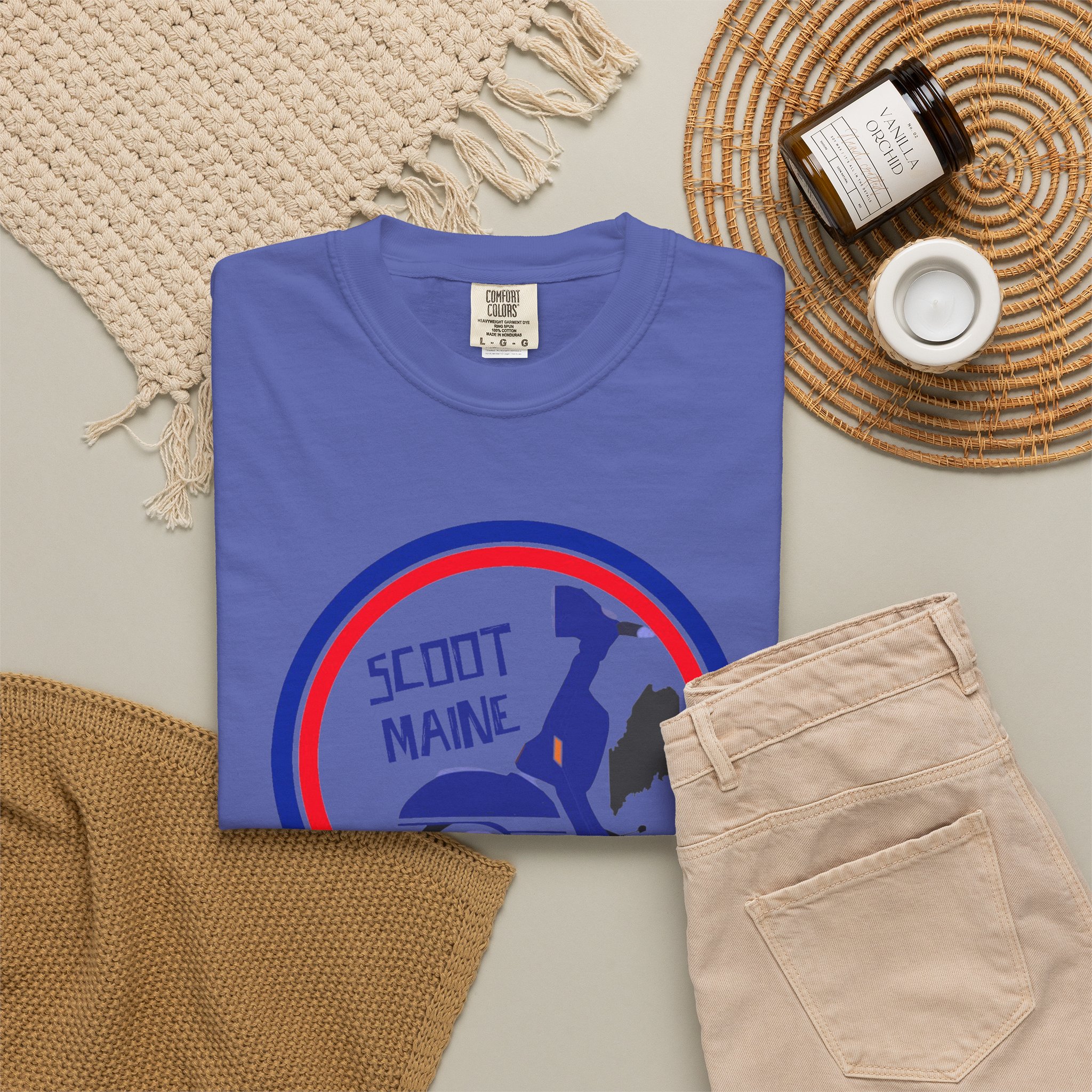 Scoot Maine T-Shirt — Retro Scooter Maine Silhouette Tee - Image 32